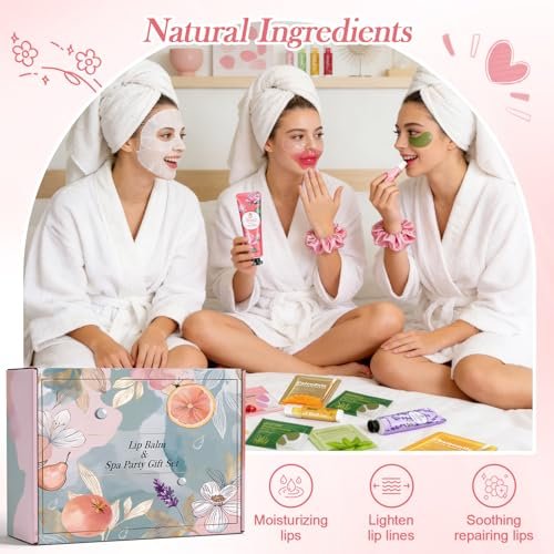 100 Pcs Spa Party Favors for Women – Bulk Facial Mask, Hand Cream, Lip Balms, Under Eye Patches & Lip Mask – Ultimate Spa Sleepover Party Supplies & Mother's Day Gift Avelisse