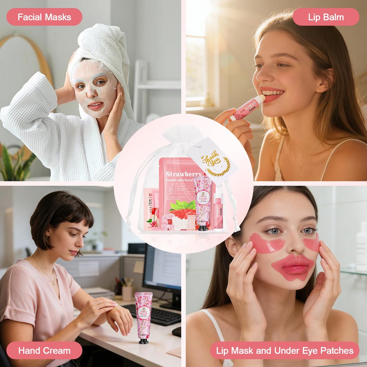 100 Pcs Spa Party Favors for Women – Bulk Facial Mask, Hand Cream, Lip Balms, Under Eye Patches & Lip Mask – Ultimate Spa Sleepover Party Supplies & Mother's Day Gift Avelisse