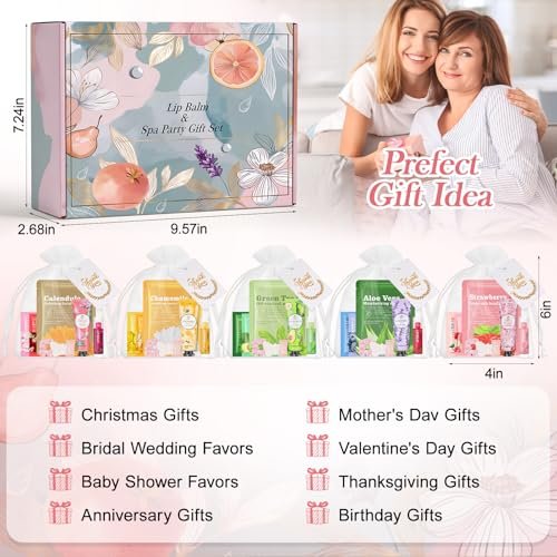 100 Pcs Spa Party Favors for Women – Bulk Facial Mask, Hand Cream, Lip Balms, Under Eye Patches & Lip Mask – Ultimate Spa Sleepover Party Supplies & Mother's Day Gift Avelisse