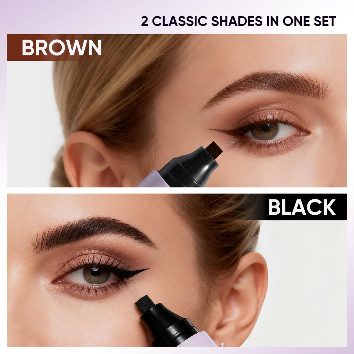 2CHILL 2-Pack Rotating Eyeliner Stamp Pen - Dual-Ended Winged Eyeliner Stamp, Cat Eye Tool, Waterproof & Smudge-Proof, Long-Lasting Matte Finish Liquid Eyeliner for Beginners, Black & Brown - görsel 9