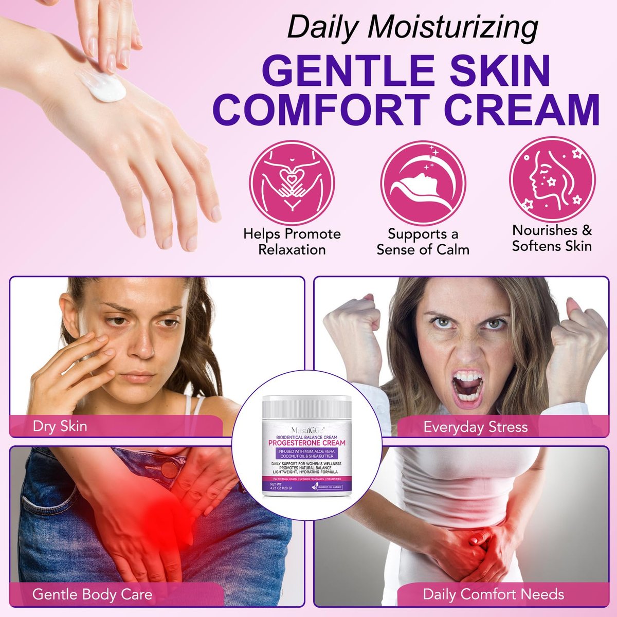 GPUPFJPW Wild Yam Cream – Topical Natural Cream for Hormone Balance, Perimenopause & Menopause Relief, Daily Moisturiser for Women, 4.23 Oz - görsel 4
