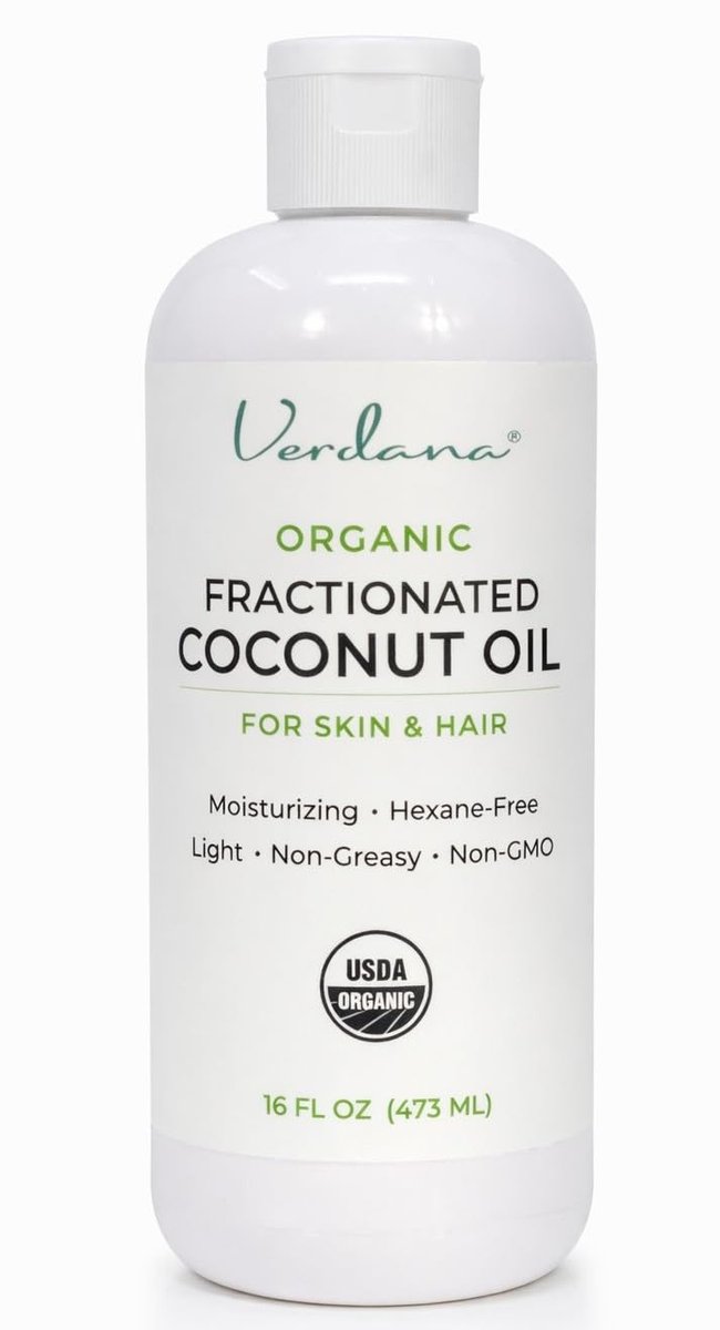Verdana Organic Fractionated Coconut Oil – Lightweight, Fast Absorbing Carrier Oil for Skin, Hair & Scalp – USDA Organic, Unscented (16 Fl Oz) Avelisse