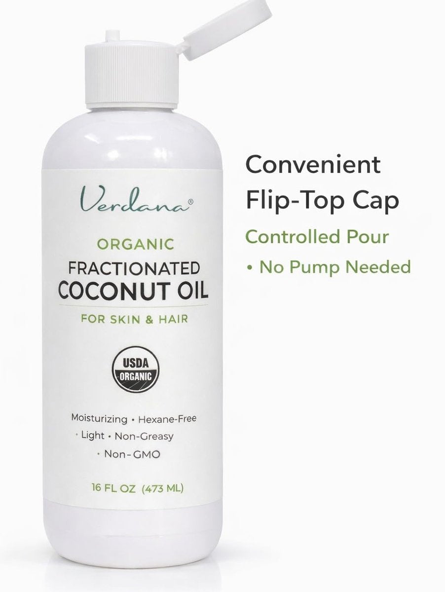 Verdana Organic Fractionated Coconut Oil – Lightweight, Fast Absorbing Carrier Oil for Skin, Hair & Scalp – USDA Organic, Unscented (16 Fl Oz) Avelisse