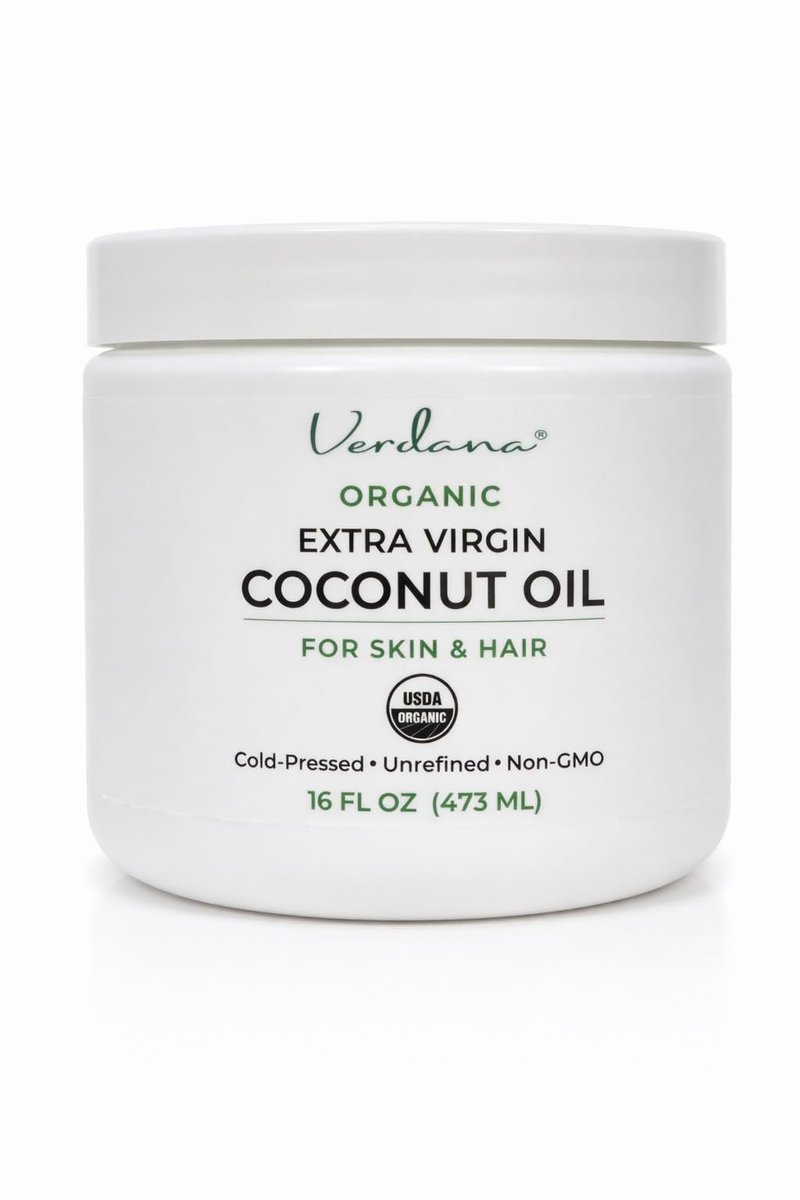 Verdana Organic Extra Virgin Coconut Oil for Skin & Hair - USDA Certified, Cold Pressed, Unrefined Moisturizer, 16 oz Jar Avelisse