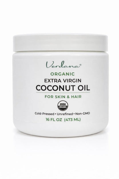 Verdana Organic Extra Virgin Coconut Oil for Skin & Hair - USDA Certified, Cold Pressed, Unrefined Moisturizer, 16 oz Jar Avelisse