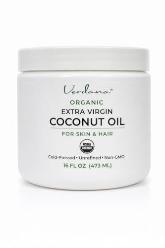 Verdana Organic Extra Virgin Coconut Oil for Skin & Hair - USDA Certified, Cold Pressed, Unrefined Moisturizer, 16 oz Jar Avelisse