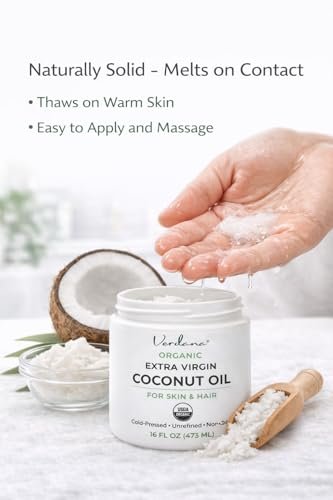 Verdana Organic Extra Virgin Coconut Oil for Skin & Hair - USDA Certified, Cold Pressed, Unrefined Moisturizer, 16 oz Jar Avelisse