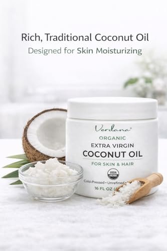 Verdana Organic Extra Virgin Coconut Oil for Skin & Hair - USDA Certified, Cold Pressed, Unrefined Moisturizer, 16 oz Jar Avelisse