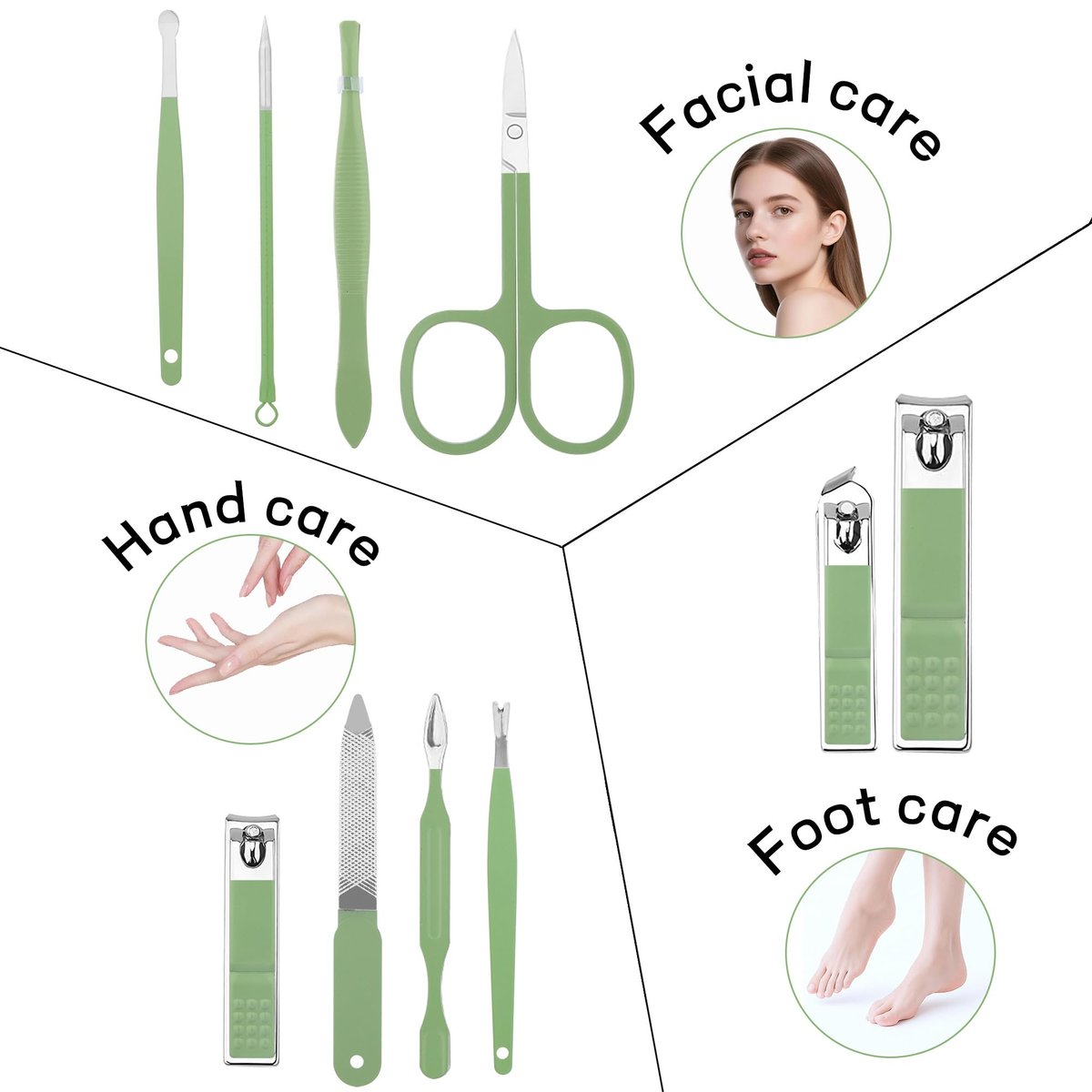 10-in-1 Manicure Set Gift for Women Men, Easter Basket Stuffers for Teens Boys, Matcha Green Travel Pedicure Kit with Nail Clippers & Grooming Tools Avelisse