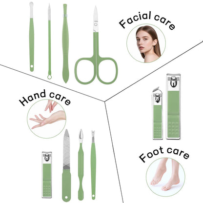 10-in-1 Manicure Set Gift for Women Men, Easter Basket Stuffers for Teens Boys, Matcha Green Travel Pedicure Kit with Nail Clippers & Grooming Tools Avelisse