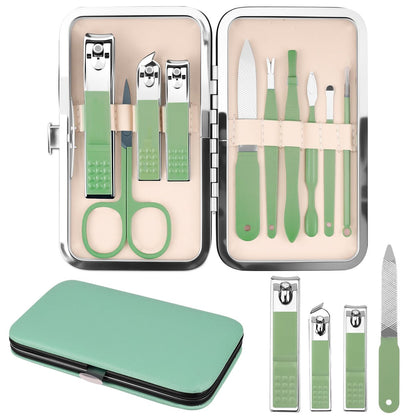 10-in-1 Manicure Set Gift for Women Men, Easter Basket Stuffers for Teens Boys, Matcha Green Travel Pedicure Kit with Nail Clippers & Grooming Tools Avelisse