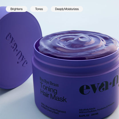 Eva NYC Toning Hair Mask - Anti-Brass Purple Mask for Blonde, Gray & Lightened Hair - UV Pigment & Wild Cherry Bark - Ginger Rose Scent - 8.4 oz Avelisse