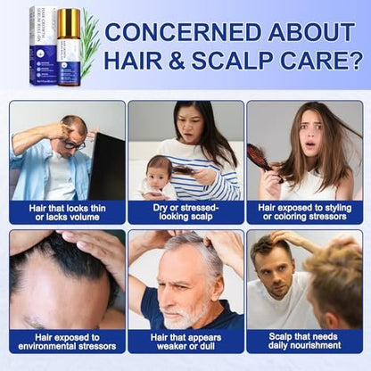 Hair Growth Serum Roll On with 3% Rosemary, 3% Redensyl, 2% Anagain - Nourish Hair Follicles & Support Scalp Health - 30ml
