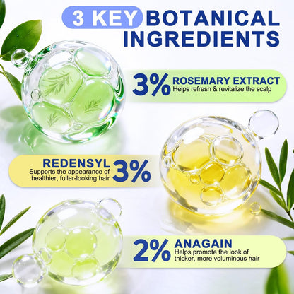 Hair Growth Serum Roll On with 3% Rosemary, 3% Redensyl, 2% Anagain - Nourish Hair Follicles & Support Scalp Health - 30ml