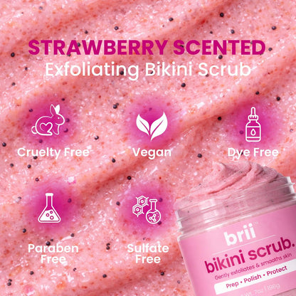 brii Exfoliating Pre Shave + Pre Wax Bikini Area Scrub – Gentle Bikini Line & Intimate Area Scrub for Razor Bumps, Ingrown Hairs & Dark Spots, Strawberry Sugar Pink, 7 oz Avelisse