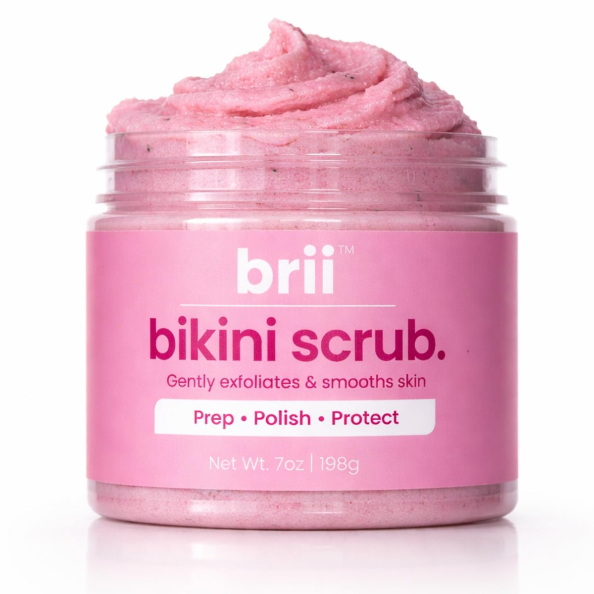 brii Exfoliating Pre Shave + Pre Wax Bikini Area Scrub – Gentle Bikini Line & Intimate Area Scrub for Razor Bumps, Ingrown Hairs & Dark Spots, Strawberry Sugar Pink, 7 oz Avelisse