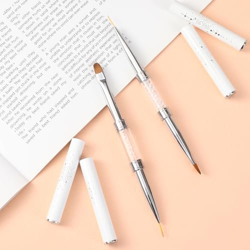 TAHULIK 2-Pack Double-Ended Builder Gel Brush Set – Hard Gel Nail Brushes Oval French Tip & Liner Brushes for Nail Art, Rhinestone Handle Design Brushes - görsel 10