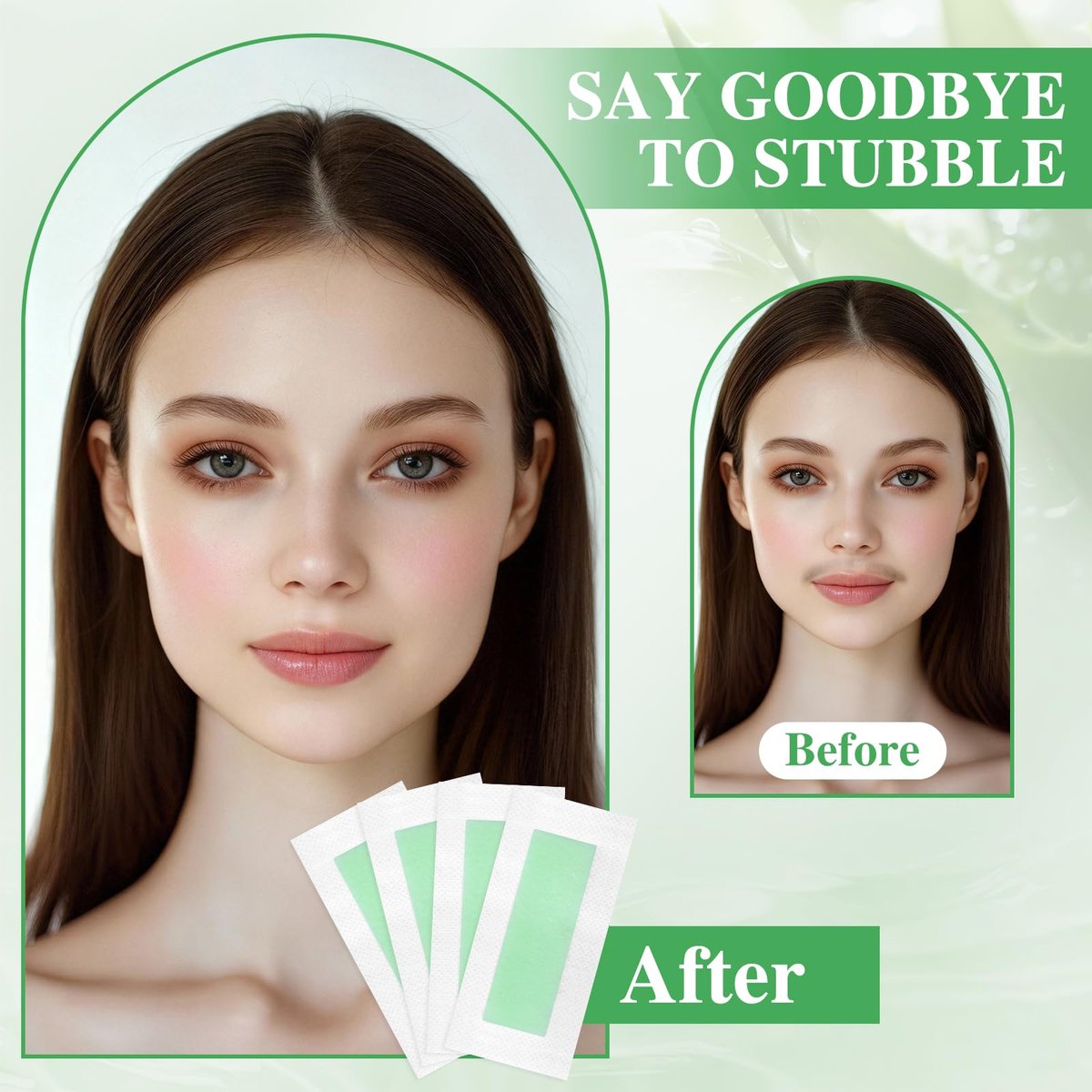 UGODAR 40 Pcs Hypoallergenic Facial Wax Strips for Women – Gentle Face Hair Removal with 4 Calming Oil Wipes, Eyebrow Wax Strips for All Skin Types - görsel 5