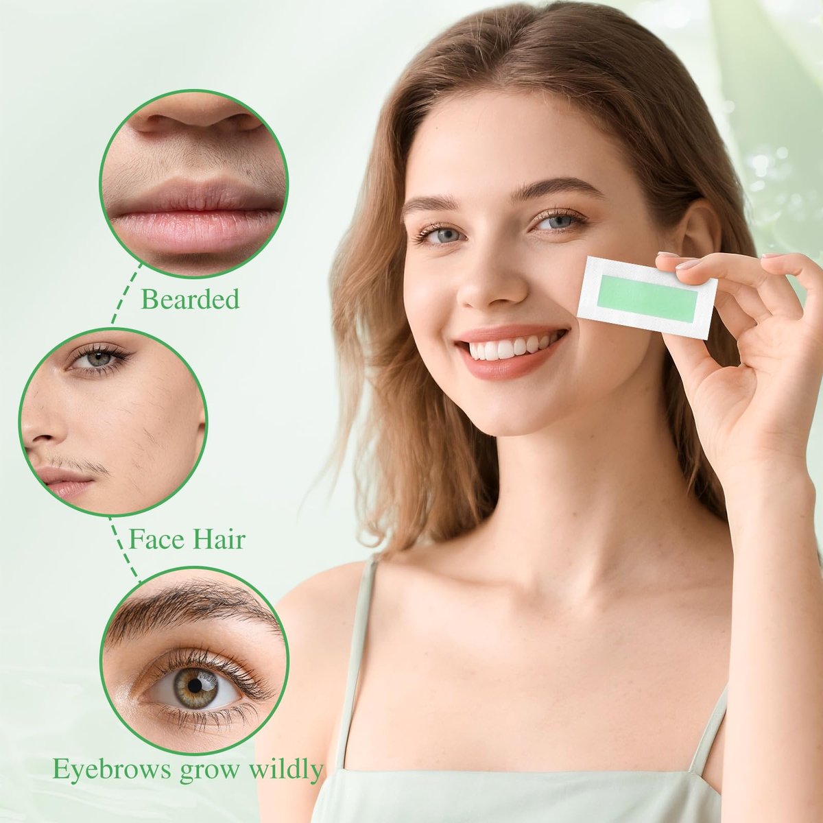 UGODAR 40 Pcs Hypoallergenic Facial Wax Strips for Women – Gentle Face Hair Removal with 4 Calming Oil Wipes, Eyebrow Wax Strips for All Skin Types - görsel 7