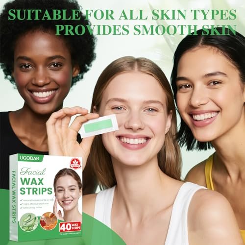 UGODAR 40 Pcs Hypoallergenic Facial Wax Strips for Women – Gentle Face Hair Removal with 4 Calming Oil Wipes, Eyebrow Wax Strips for All Skin Types - görsel 10