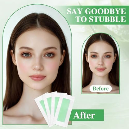 UGODAR 40 Pcs Hypoallergenic Facial Wax Strips for Women – Gentle Face Hair Removal with 4 Calming Oil Wipes, Eyebrow Wax Strips for All Skin Types