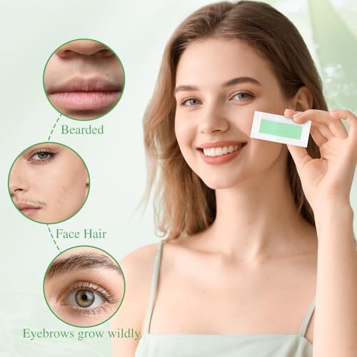 UGODAR 40 Pcs Hypoallergenic Facial Wax Strips for Women – Gentle Face Hair Removal with 4 Calming Oil Wipes, Eyebrow Wax Strips for All Skin Types - görsel 8