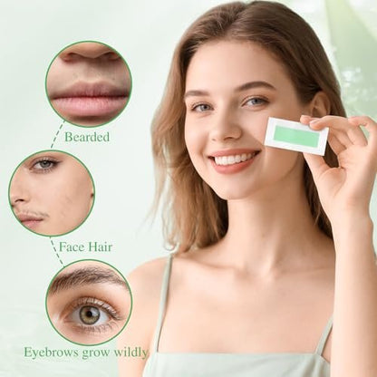 UGODAR 40 Pcs Hypoallergenic Facial Wax Strips for Women – Gentle Face Hair Removal with 4 Calming Oil Wipes, Eyebrow Wax Strips for All Skin Types