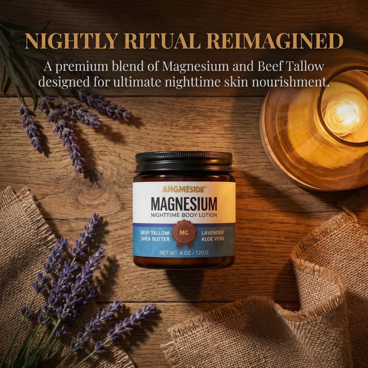 Ahgmeside Neuropathy Cream - Magnesium Nerve Relief Lotion for Feet, Hands, Legs & Toes, Fast-Absorbing Neuropathy Cream for Sleep, Relaxation & Soothing Comfort, Non-Greasy Body Butter, 4 oz Avelisse