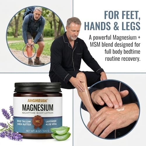 Ahgmeside Neuropathy Cream - Magnesium Nerve Relief Lotion for Feet, Hands, Legs & Toes, Fast-Absorbing Neuropathy Cream for Sleep, Relaxation & Soothing Comfort, Non-Greasy Body Butter, 4 oz Avelisse
