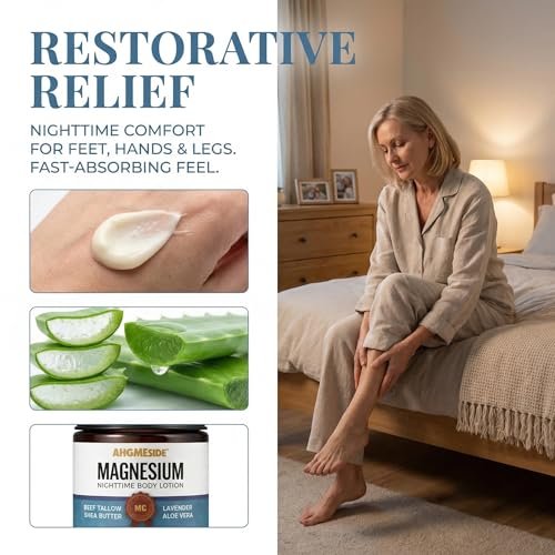 Ahgmeside Neuropathy Cream - Magnesium Nerve Relief Lotion for Feet, Hands, Legs & Toes, Fast-Absorbing Neuropathy Cream for Sleep, Relaxation & Soothing Comfort, Non-Greasy Body Butter, 4 oz Avelisse