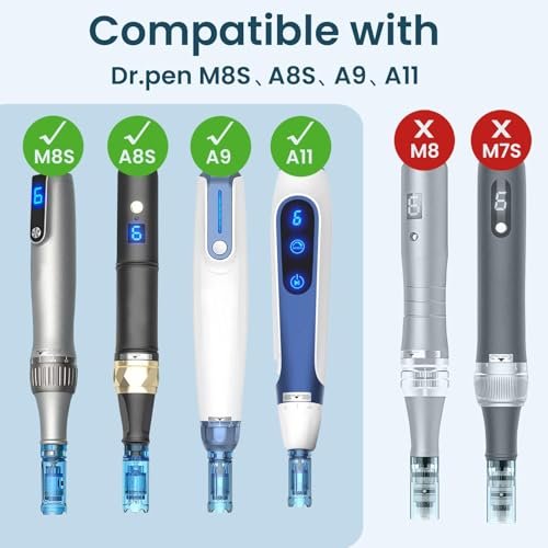 12Pcs Microneedling Pen Cartridges for Dr Pen M8S, A11, A8S, A9 – 0.25mm (4x36Pin, 4x18Pin, 4xRound Nano) – Home Use Avelisse