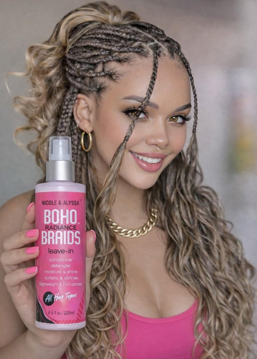 Nicole & Alyssa Leave-In Conditioner Spray for Boho & Crochet Styles - Lightweight Moisturizing Detangler, Curl-Friendly Formula, Frizz Control & Shine, No Rinse, for Human & Synthetic Hair (8.5 Fl Oz) - görsel 3