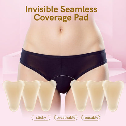 PINKMOLI Camel Front Silicone Coverage Concealer Pads for Women, 6 Pack Reusable Invisible Insert for Leggings, Yoga Pants & Swimwear - Light Beige