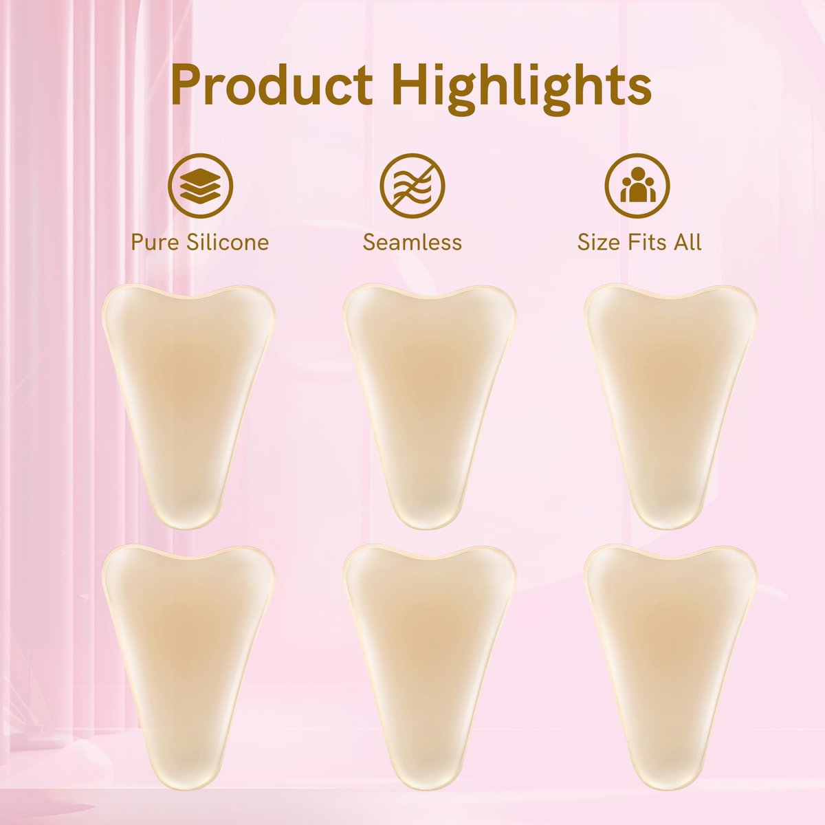 PINKMOLI Camel Front Silicone Coverage Concealer Pads for Women, 6 Pack Reusable Invisible Insert for Leggings, Yoga Pants & Swimwear - Light Beige - görsel 7
