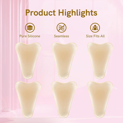 PINKMOLI Camel Front Silicone Coverage Concealer Pads for Women, 6 Pack Reusable Invisible Insert for Leggings, Yoga Pants & Swimwear - Light Beige