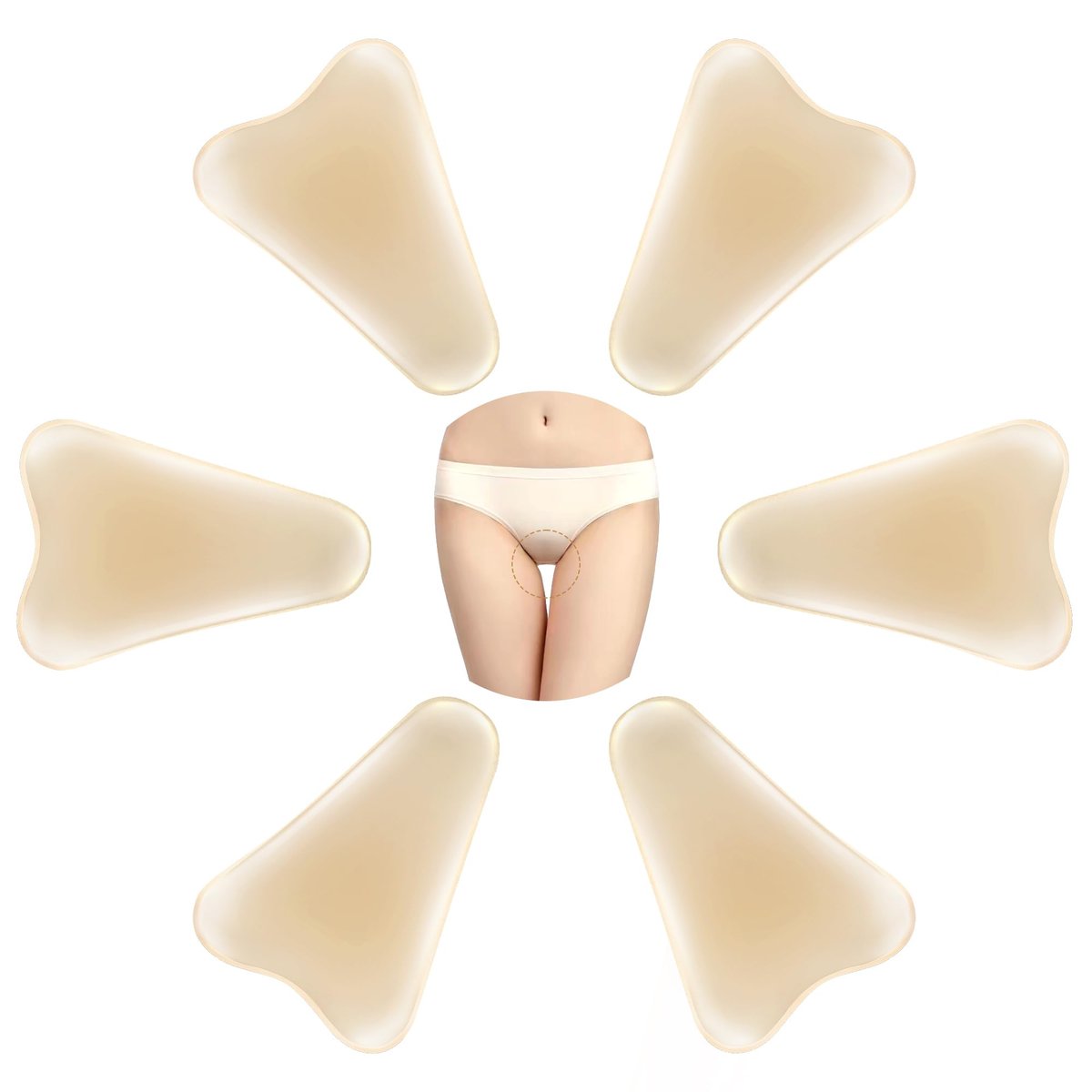 PINKMOLI Camel Front Silicone Coverage Concealer Pads for Women, 6 Pack Reusable Invisible Insert for Leggings, Yoga Pants & Swimwear - Light Beige - görsel 1