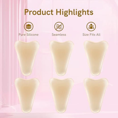 PINKMOLI Camel Front Silicone Coverage Concealer Pads for Women, 6 Pack Reusable Invisible Insert for Leggings, Yoga Pants & Swimwear - Light Beige