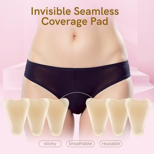 PINKMOLI Camel Front Silicone Coverage Concealer Pads for Women, 6 Pack Reusable Invisible Insert for Leggings, Yoga Pants & Swimwear - Light Beige - görsel 4