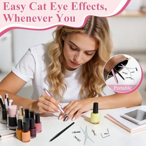 FOWSRHRG 3 in 1 Cat Eye Nail Magnet Set – Double-Head Magnet Wand with Steel Ball Round Beads and Guides for DIY Nail Art Salon Manicure - görsel 12