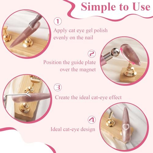 FOWSRHRG 3 in 1 Cat Eye Nail Magnet Set – Double-Head Magnet Wand with Steel Ball Round Beads and Guides for DIY Nail Art Salon Manicure - görsel 10
