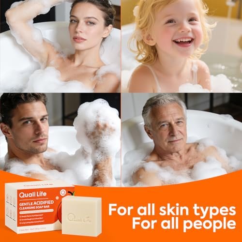 QualiLife Acidified Cleansing Bar – Purifying Deodorizing Soap for Eliminating Odor, Natural Deodorant Body Wash for Women & Men, Pack of 3 Avelisse