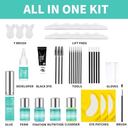 Lash Lift and Brow Lamination Kit - Professional 4-in-1 Perm Kit for Long-Lasting 6-8 Week Results - DIY or Salon Use - Black Avelisse