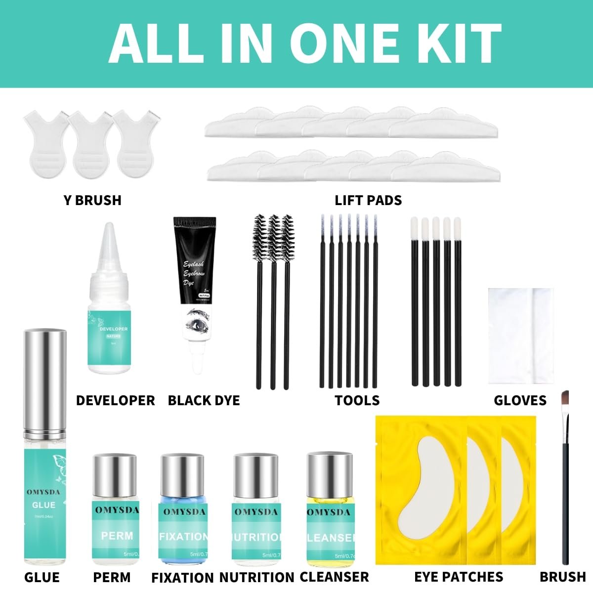 Lash Lift and Brow Lamination Kit - Professional 4-in-1 Perm Kit for Long-Lasting 6-8 Week Results - DIY or Salon Use - Black Avelisse