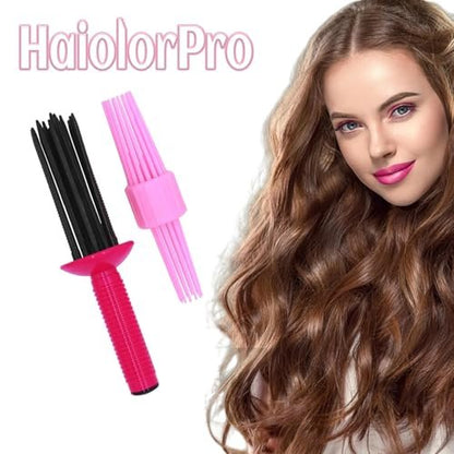 HAIOLORPRO 2-Piece Curling Roll Comb Set for Curly Hair - Three Sizes Styling Tool for Casual or Special Events (Pink)