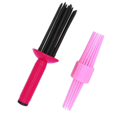 HAIOLORPRO 2-Piece Curling Roll Comb Set for Curly Hair - Three Sizes Styling Tool for Casual or Special Events (Pink)