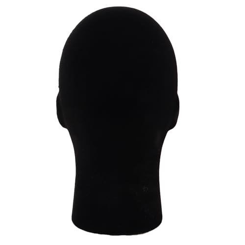 MapofBeauty Black Velvet Foam Mannequin Head Male Display Stand - Styrofoam Wig Head for Styling and Display Avelisse