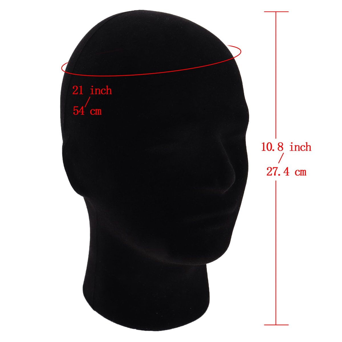 MapofBeauty Black Velvet Foam Mannequin Head Male Display Stand - Styrofoam Wig Head for Styling and Display Avelisse