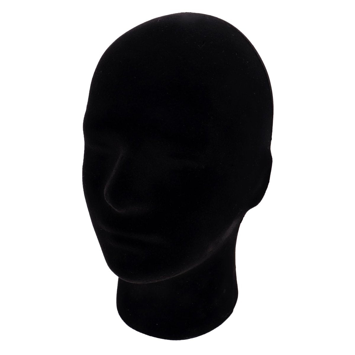 MapofBeauty Black Velvet Foam Mannequin Head Male Display Stand - Styrofoam Wig Head for Styling and Display Avelisse