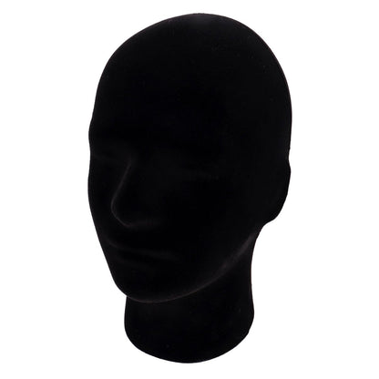 MapofBeauty Black Velvet Foam Mannequin Head Male Display Stand - Styrofoam Wig Head for Styling and Display Avelisse