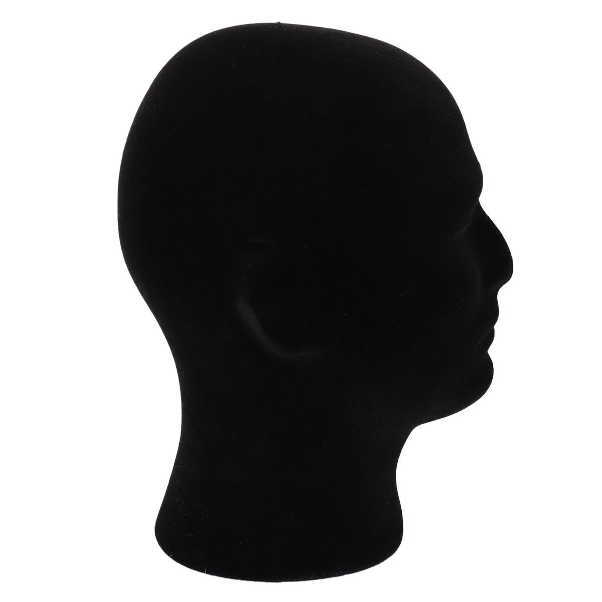 MapofBeauty Black Velvet Foam Mannequin Head Male Display Stand - Styrofoam Wig Head for Styling and Display Avelisse